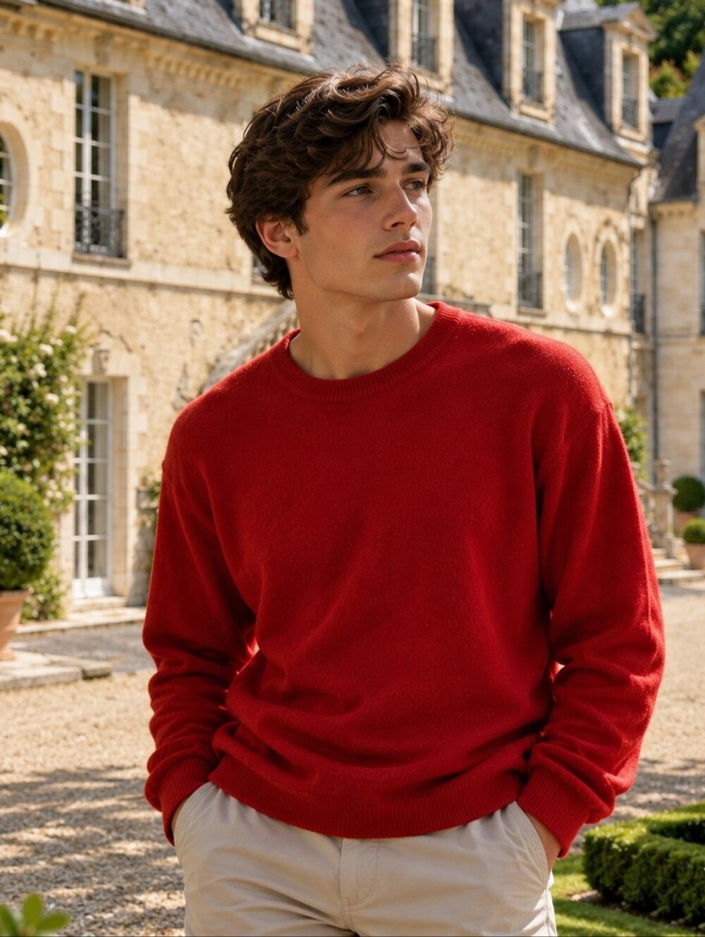 Holt Renfrew 100% Cashmere Red Crewneck Sweater Size Large Made In Italy